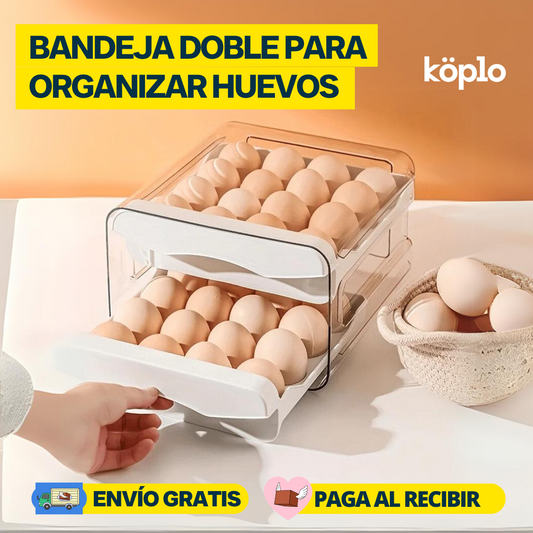 Bandeja Doble para Organizar Huevos, Almacena 32 unidad.