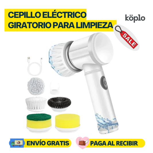 Cepillo Eléctrico Giratorio para Limpieza – 5 Cabezas Reemplazables.